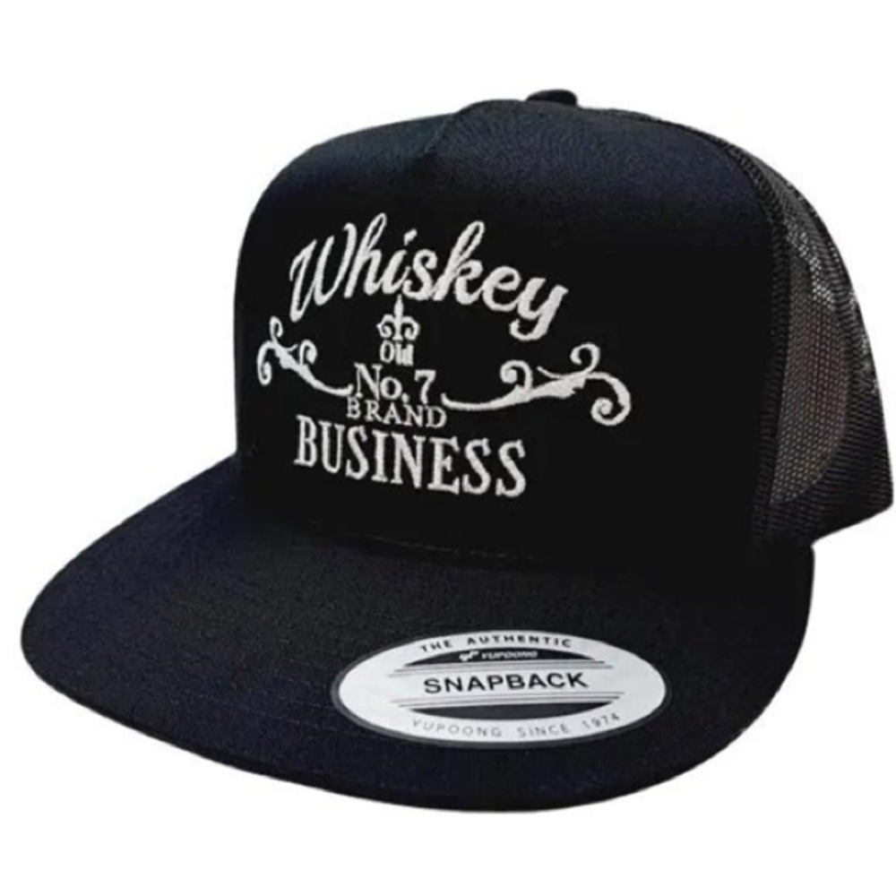 Black Snapback Cap with White Embroidery